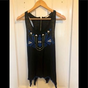 Detailed boho tank top with zipper back